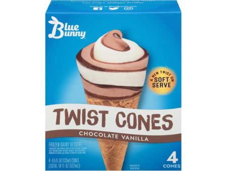 Chocolate Vanilla Twist Cones 4pk For Cheap