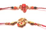 Combo rakhi pack of orange Ganesha and golden Om Sale