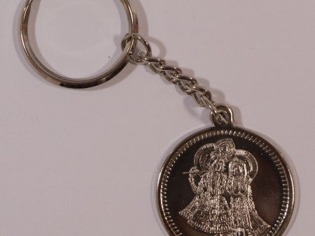 The Radhe Krishna with Flute In Silvar Key Chain Online Sale