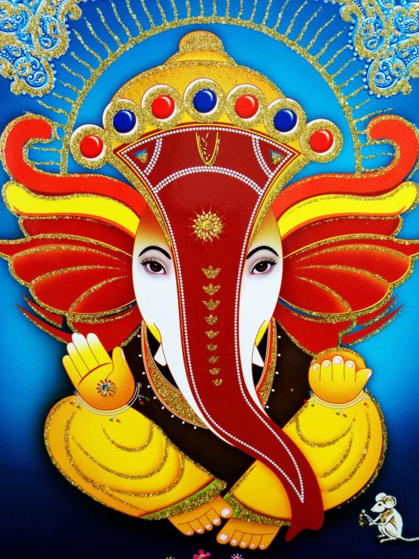 Poster Of Ganesha In Brown With Yellow With Gold Detailing Supply