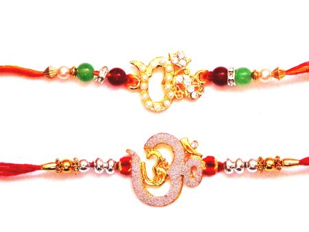 Combo rakhi pack of Ek Onkar in Pearl and Om in Silver Supply