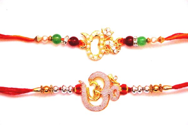 Combo rakhi pack of Ek Onkar in Pearl and Om in Silver Supply