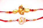 Combo rakhi pack of Laxmi in Gold and Om in pearl Online Sale