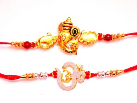 Combo rakhi pack of Laxmi in Gold and Om in pearl Online Sale