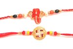 Combo rakhi pack of Studded Ganesha and Swastik with gold dial Discount