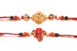 Combo rakhi pack of Laxmi in Gold and Studded Ganesha Online Sale