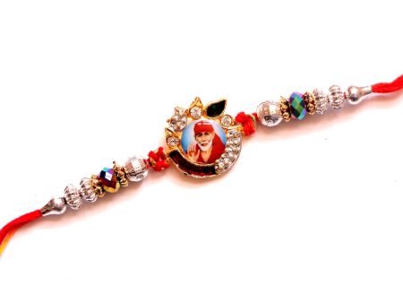 Sai  Baba Rakhi with Beads and Studded design Discount