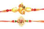 Combo rakhi pack of Ganesha with mouse and Swastik in pearl Online Hot Sale