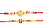 Combo rakhi pack of Laxmi in Gold and Swastik in red and white For Discount