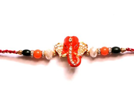 Ganesha rakhi with studded ears and trunk Cheap