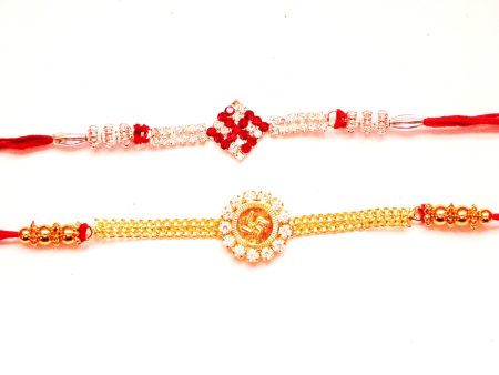 Combo rakhi pack of Ek Onkars in white and red cystal Supply