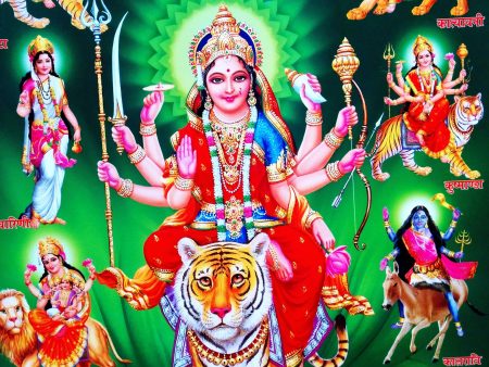 Poster Of Nava Durga In Red Along With Nava Durga Online Sale