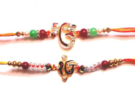 Combo rakhi pack of Ek Onkars in red and white Online now