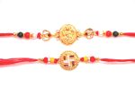 Combo rakhi pack of Laxmi in Gold and Swastik in red and white with gold dial Online Hot Sale