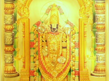 The Tirupati Balaji In Golden Shringar Golden Poster Discount