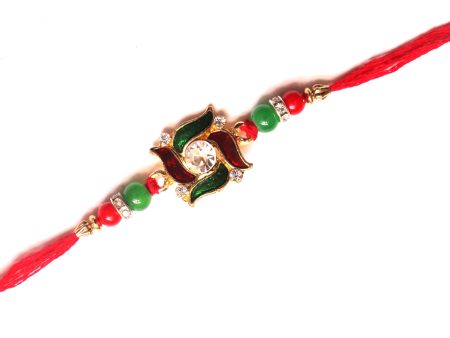 Swastik Rakhi with leaf motif Online Hot Sale