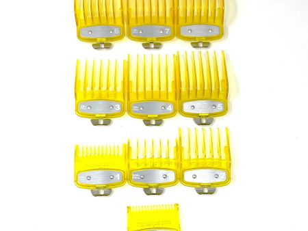 Yellow Clear Clipper Premium Guards set with metal clip – fits wahl and babyliss (10pc = 1-8, 0.5, 1.5) Online now