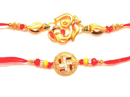 Combo rakhi pack of Ganesha in gold and Swastik with Gold dial Discount