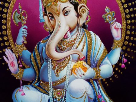 Poster Of Ganesha In Blue With Gold Detailing Cheap