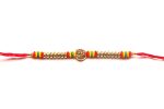 Om Rakhi in gold with colorful beads For Discount