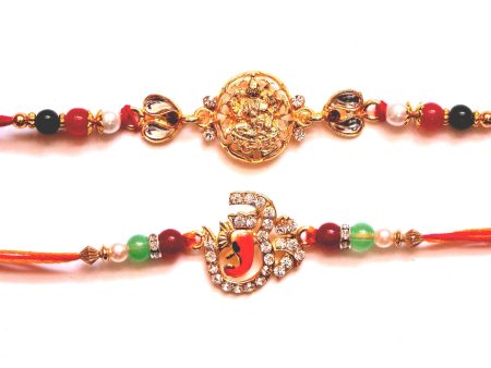 Combo rakhi pack of Laxmi in  gold and studded Om Hot on Sale