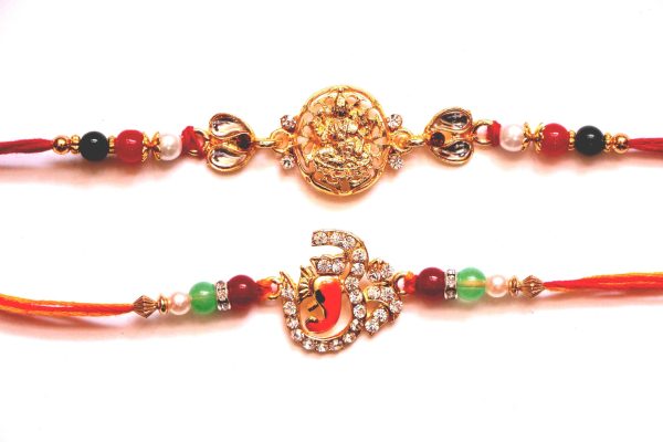 Combo rakhi pack of Laxmi in  gold and studded Om Hot on Sale