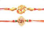 Combo rakhi pack of Ganesha with shankh and Swastik in pearl Online now