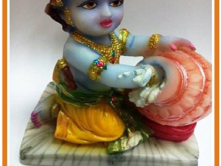 Colorful Bal Gopal Marble Idol Eating Makhan Supply