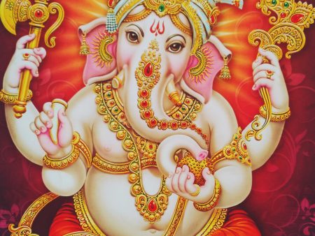 Poster Of Ganesha In Orange Online Hot Sale