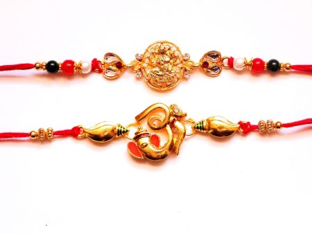 Combo rakhi pack of Laxmi in Gold and Om in Gold For Cheap