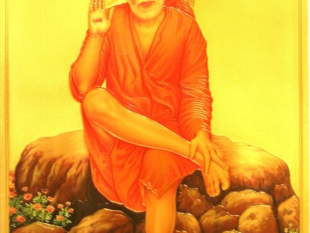 The Sai Baba Wearing Red Clothes Golden Poster Online