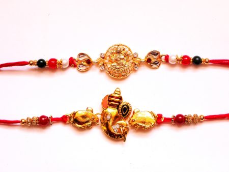 Combo rakhi pack of Laxmi in Gold and Ganesha with Mouse For Discount