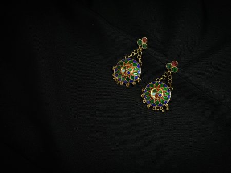 Traditional Jewellery - Japi Earring with Multicoloured Meenakari on Sale