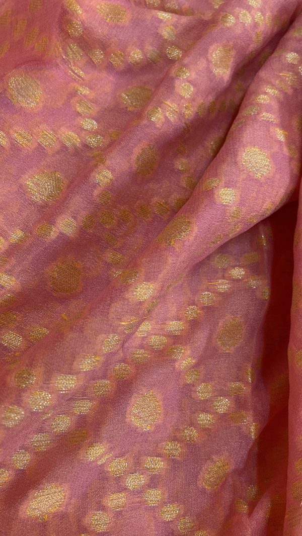 Baby Pink Pure Khaddi Georgette Banarasi Sari Online Sale