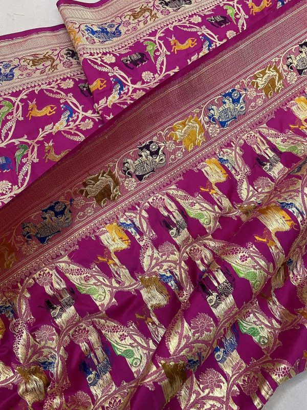 Pure Banarasi Katan silk handloom saree, Kadhwa Shikargaah Jaal (HT00) on Sale