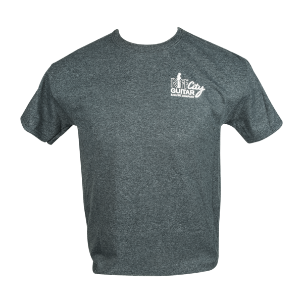 Riff City Guitar T-Shirt - Grey with White Logo For Discount