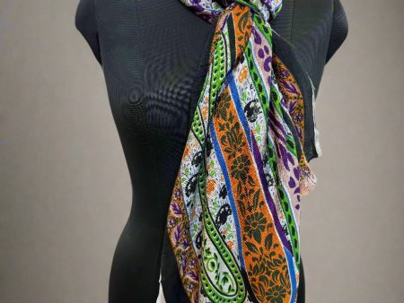 White and Green Multicolor Pure Pashmina Scarf Discount