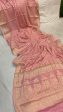 Baby Pink Pure Khaddi Georgette Banarasi Sari Online Sale