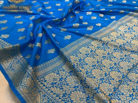 Blue Handloom Crepe Banarasi Silk Sari Fashion