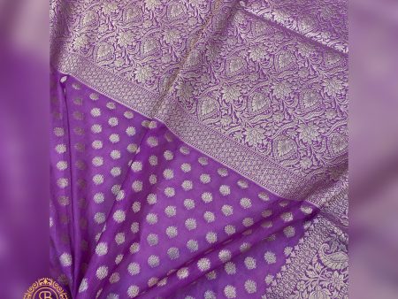 Enchanting Light Purple Handloom Georgette Banarasi Sari: A Versatile Wardrobe Essential Online now