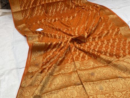 Yellow Handloom Pure Chiffon Banarasi Saree Online