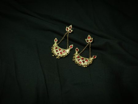 Assamese Jewellery - Junbiri Pendent and Earring with Red Stones Supply