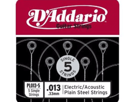 D Addario .013 Plain Steel String Singles - 5 pack Cheap