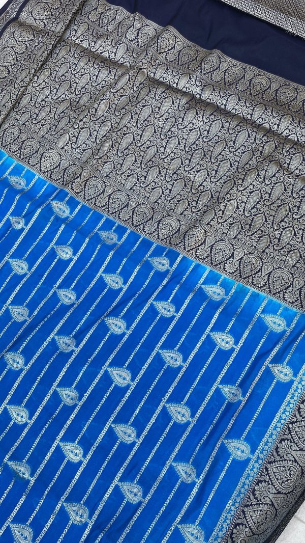 Blue Handloom Katan Soft Silk Banarasi Saree For Cheap