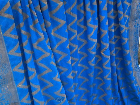 Blue Handloom Pure Chiffon Banarasi Saree Online