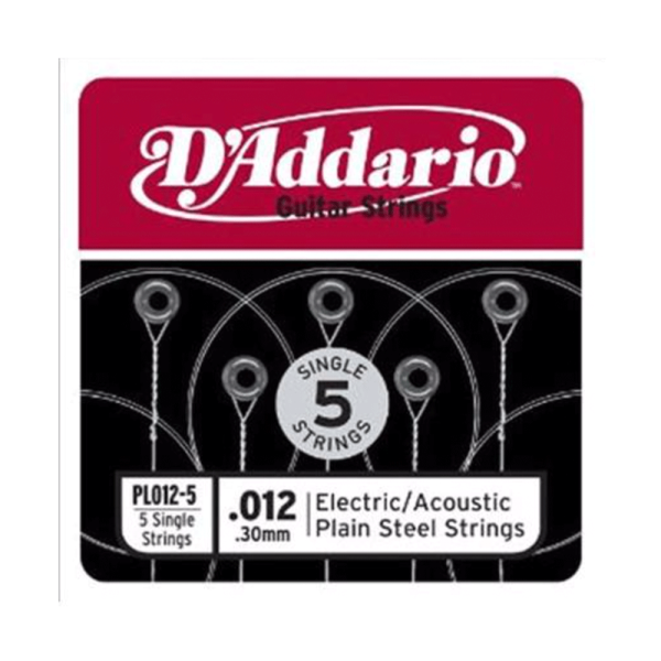 D Addario .012 Plain Steel String Singles - 5 pack Fashion