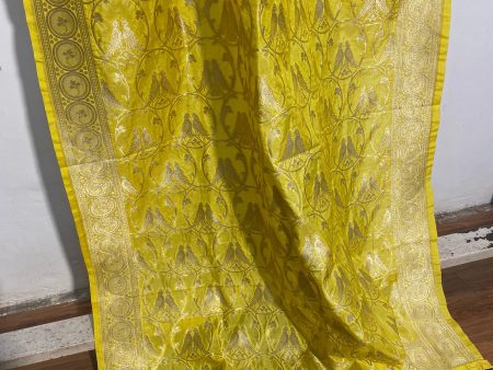 Yellow Handloom Katan Silk Banarasi Dupatta Fashion