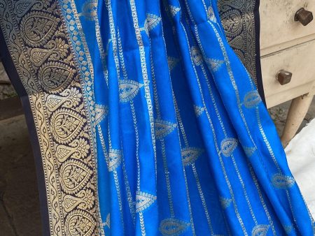 Blue Handloom Katan Soft Silk Banarasi Saree For Cheap