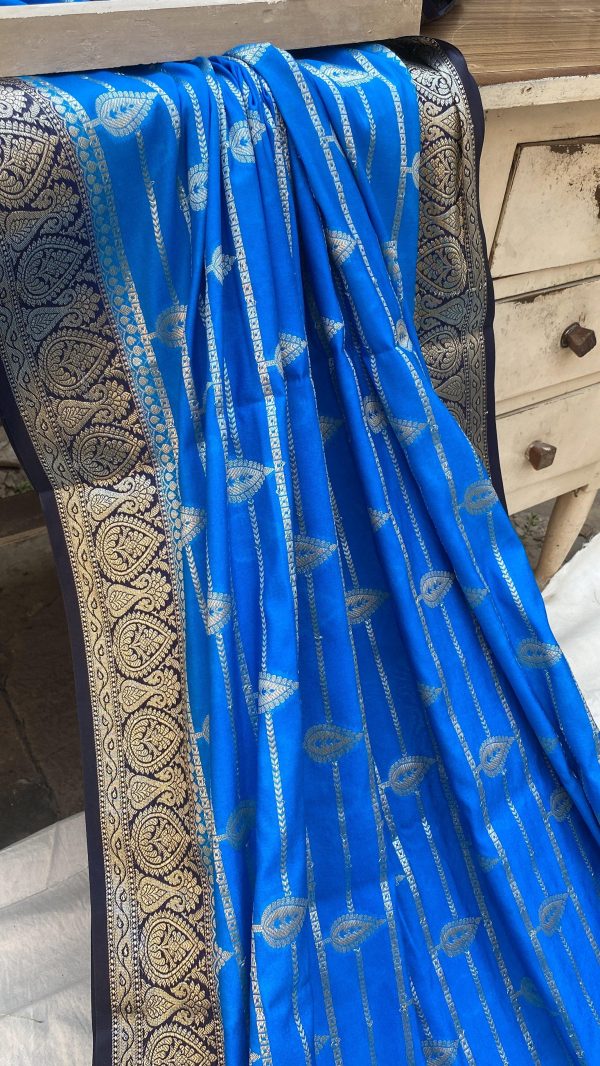 Blue Handloom Katan Soft Silk Banarasi Saree For Cheap