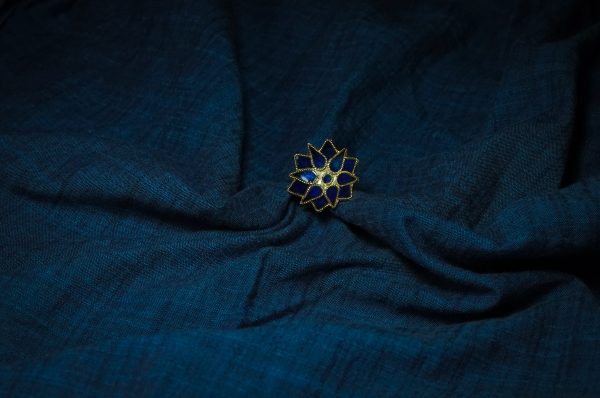 Assamese Jewellery - Flower Ring with Blue Meenakari Online